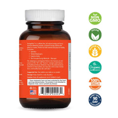 Pure Essence Energy Plus bottle label highlighting herbal ingredients for focus.