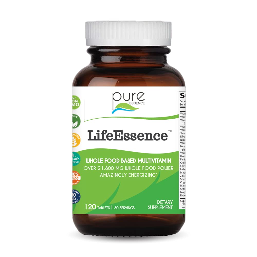 Pure Essence Labs LifeEssence multivitamin bottle front supports daily vitality