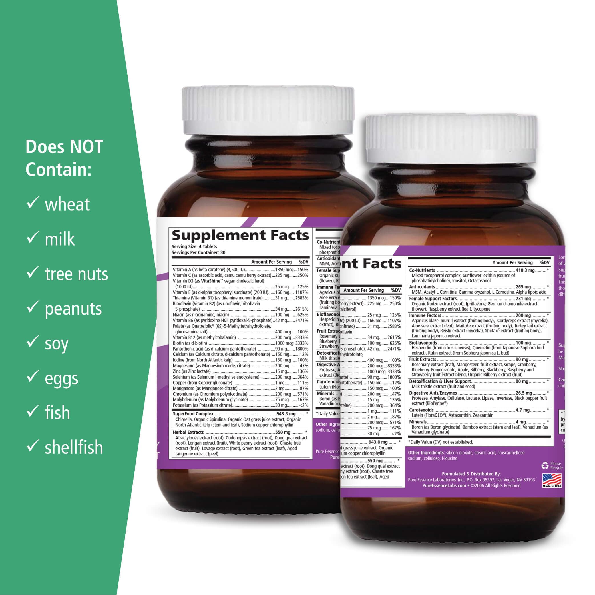 Close-up of Longevity tablets from Pure Essence Labs, small and smooth for easy swallowing