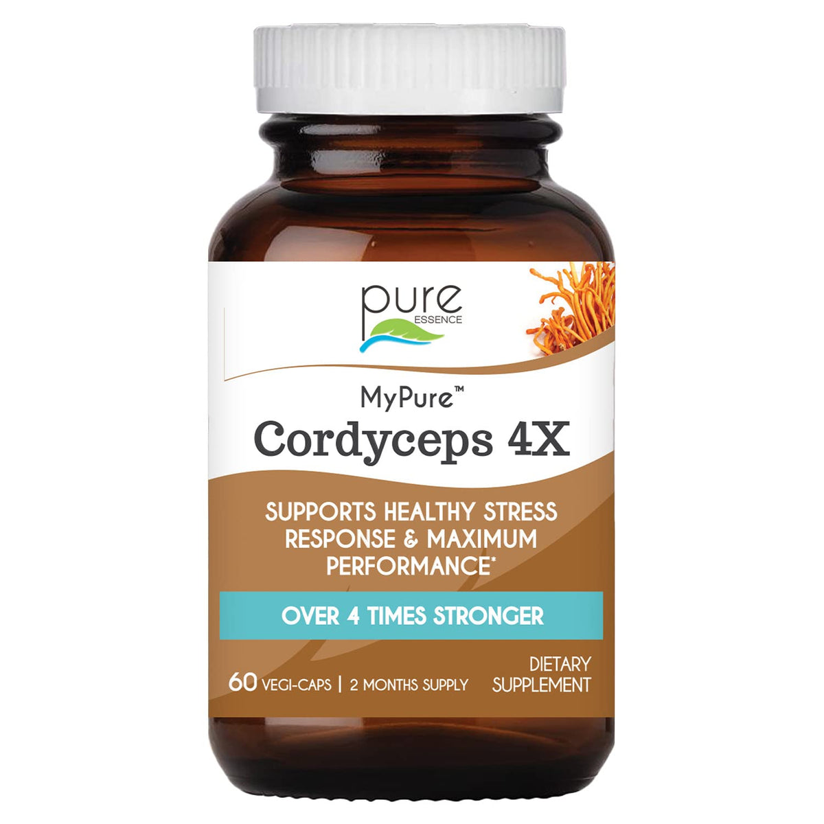 Pure Essence Labs MyPure Cordyceps bottle close-up for daily immune support