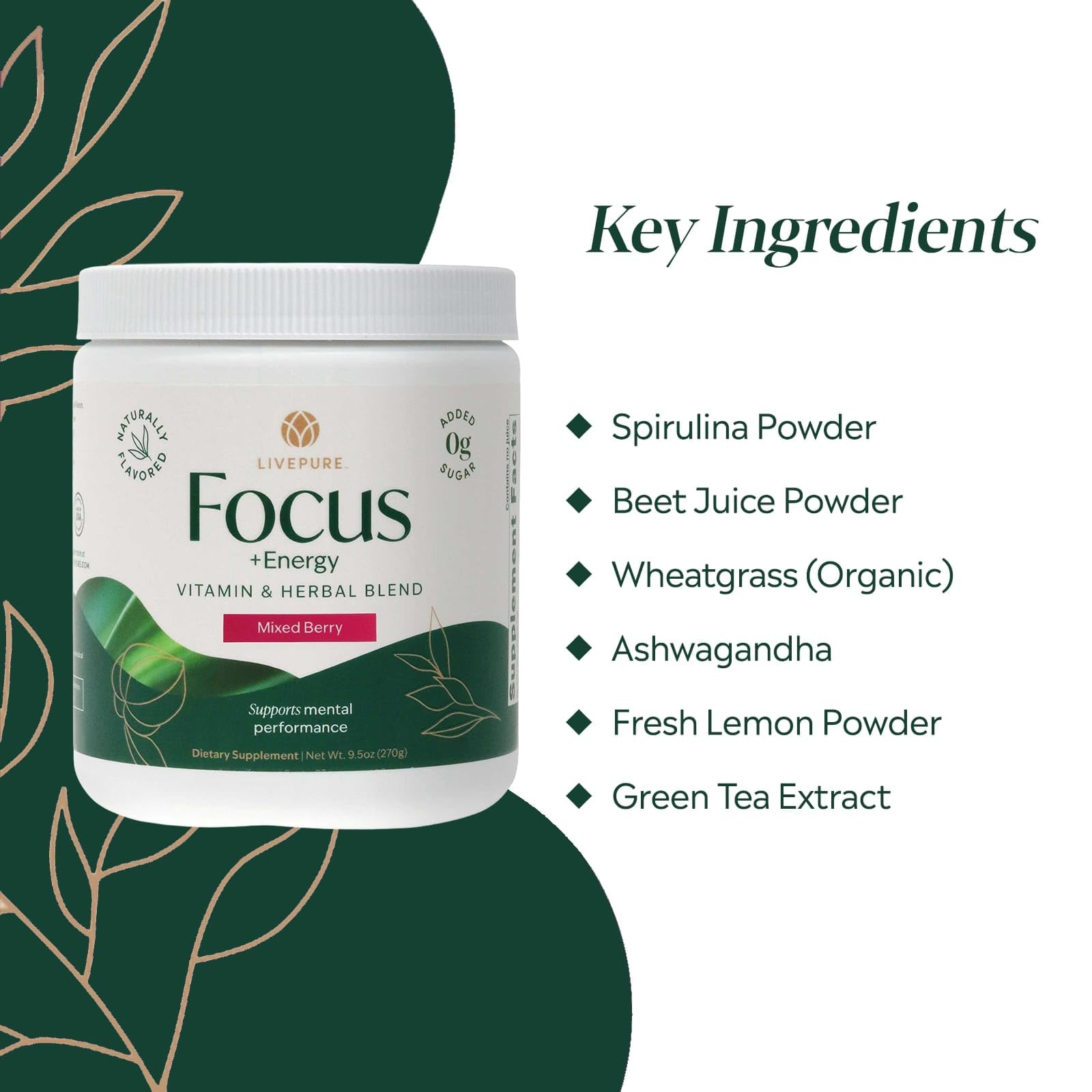 PURE Focus Energy berry flavor in glass, perfect for active days