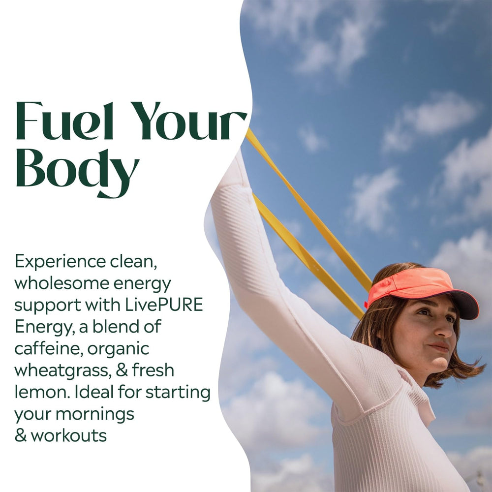 PURE Focus Energy tub drink mix ingredient panel highlights botanicals