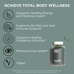 Pure for Men nutrition label close-up emphasizing clean, gluten-free ingredients.