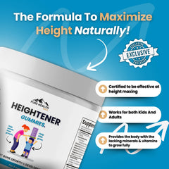PURE HEALTH MAX Heightener bottle close-up emphasizes natural ingredients