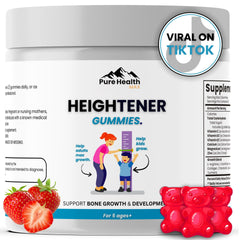 PURE HEALTH MAX Heightener Gummies bottle hints at daily growth support potential