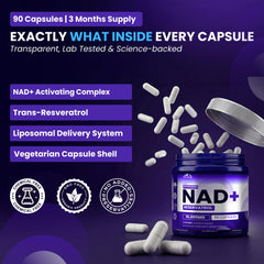 PHM NAD Resveratrol ingredient list highlighting NMN and NMNH