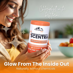 Mint and parsley visuals with PURE HEALTH MAX Scentra imply natural flavor and balance.