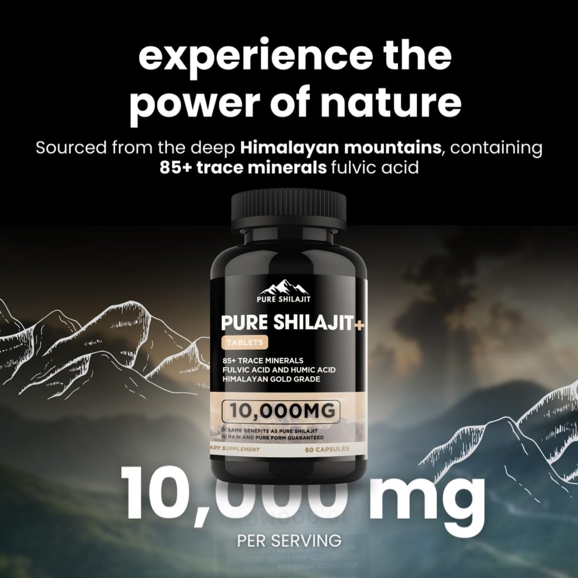 Pure Himalayan Shilajit Capsules fast-acting formula delivers quick support.