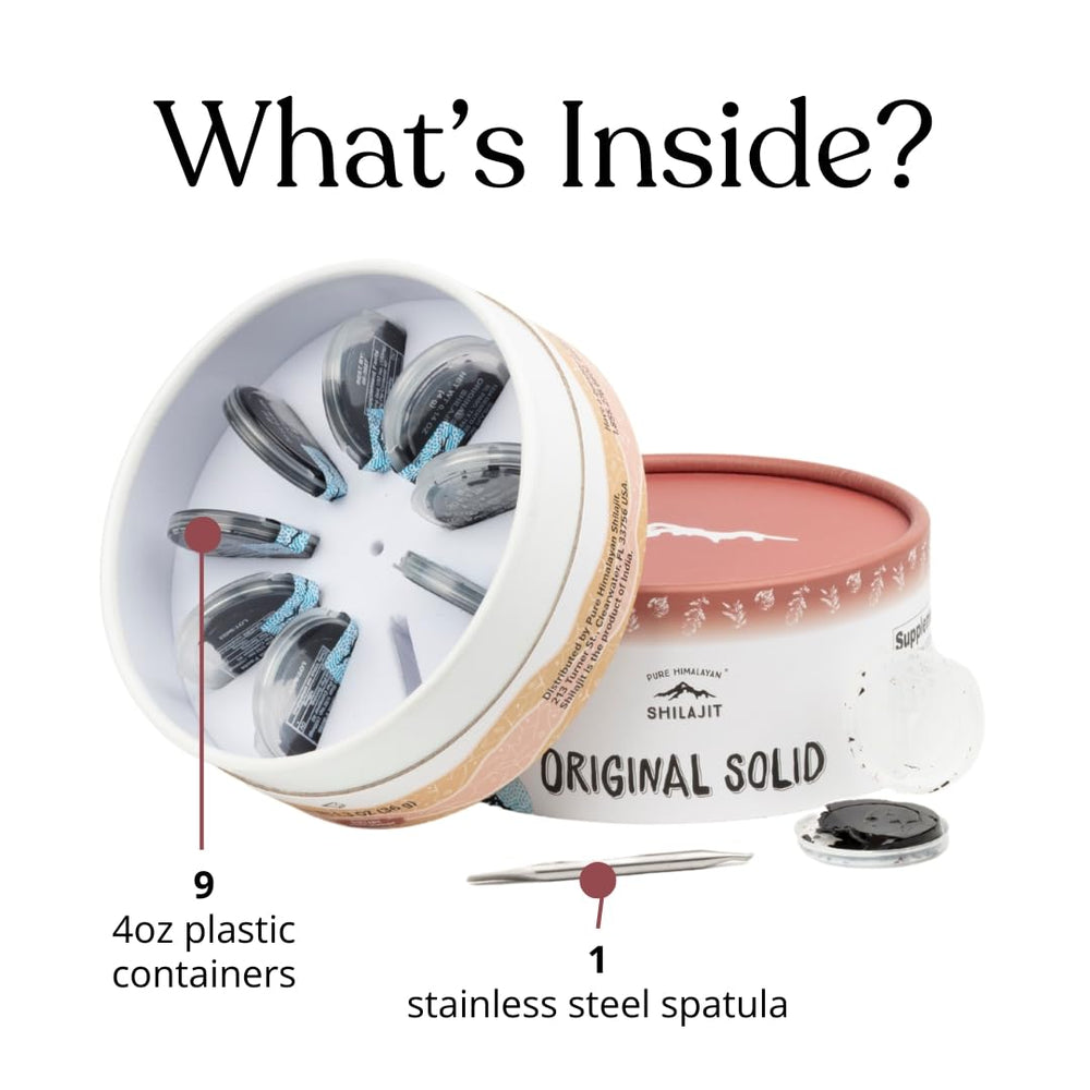 Instruction brochures accompany Pure Himalayan Shilajit solid for easy preparation.