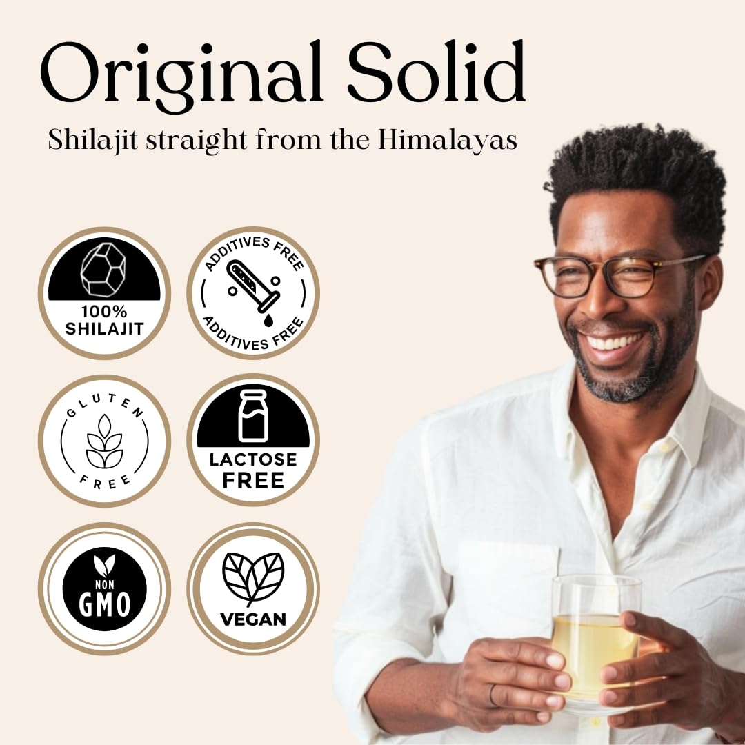 Pure Himalayan Shilajit solid jar emphasizes purity and absence of additives.