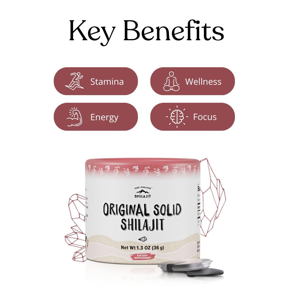 Pure Himalayan Shilajit solid wildcrafted Himalayas label signaling authentic sourcing.