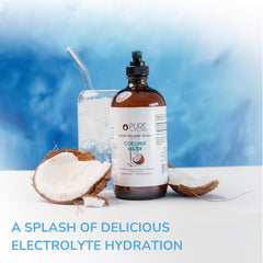 Glass bottle packaging preserves purity for Pure Inventions Coconut Water Infusion Drops.