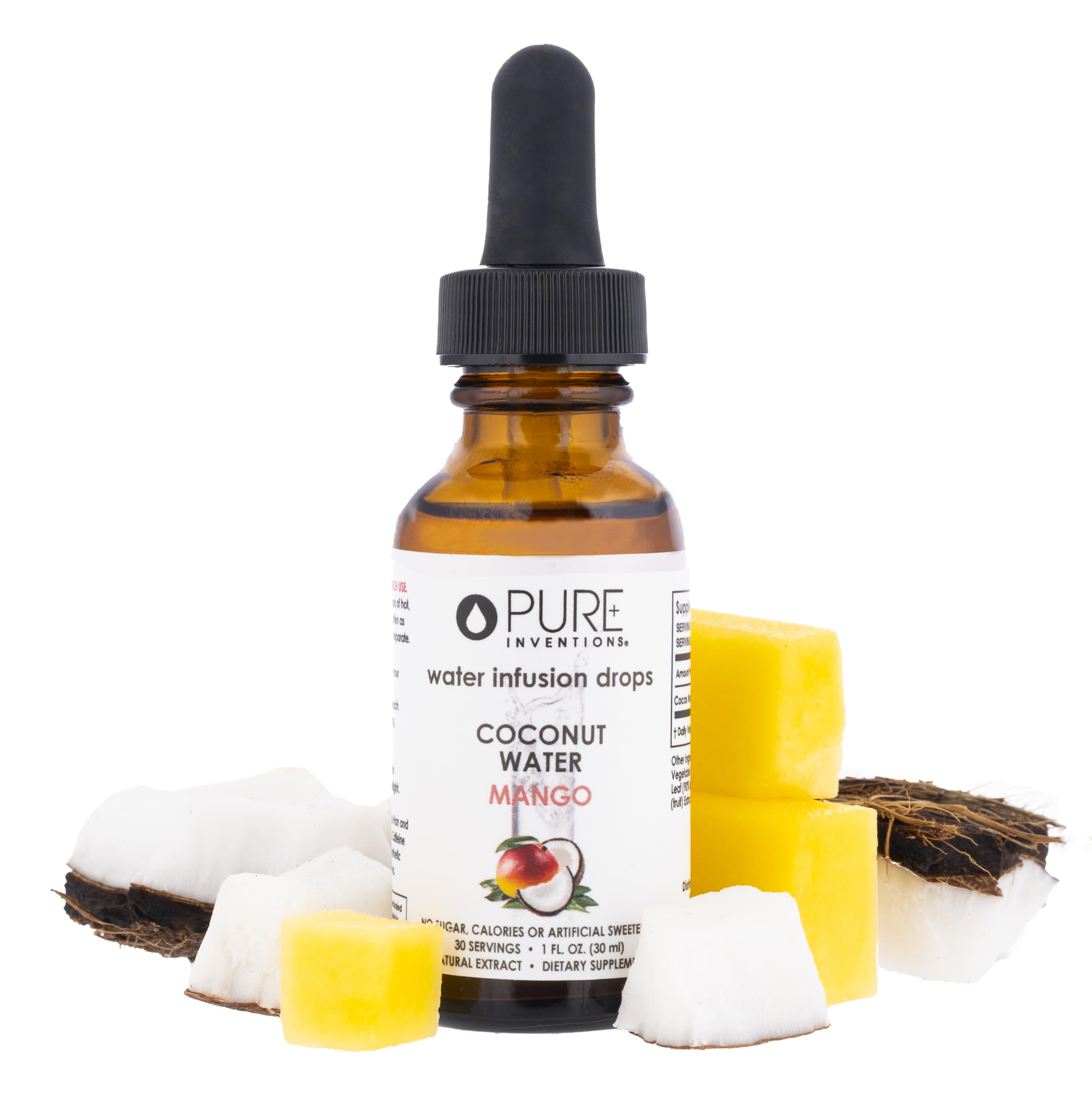 Pure Inventions Mango Coconut Water Infusion Drops dispense enables quick on-the-go hydration