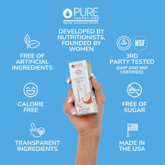 Pure Inventions Mango Coconut Water Infusion Drops pour adds tropical flavor to water