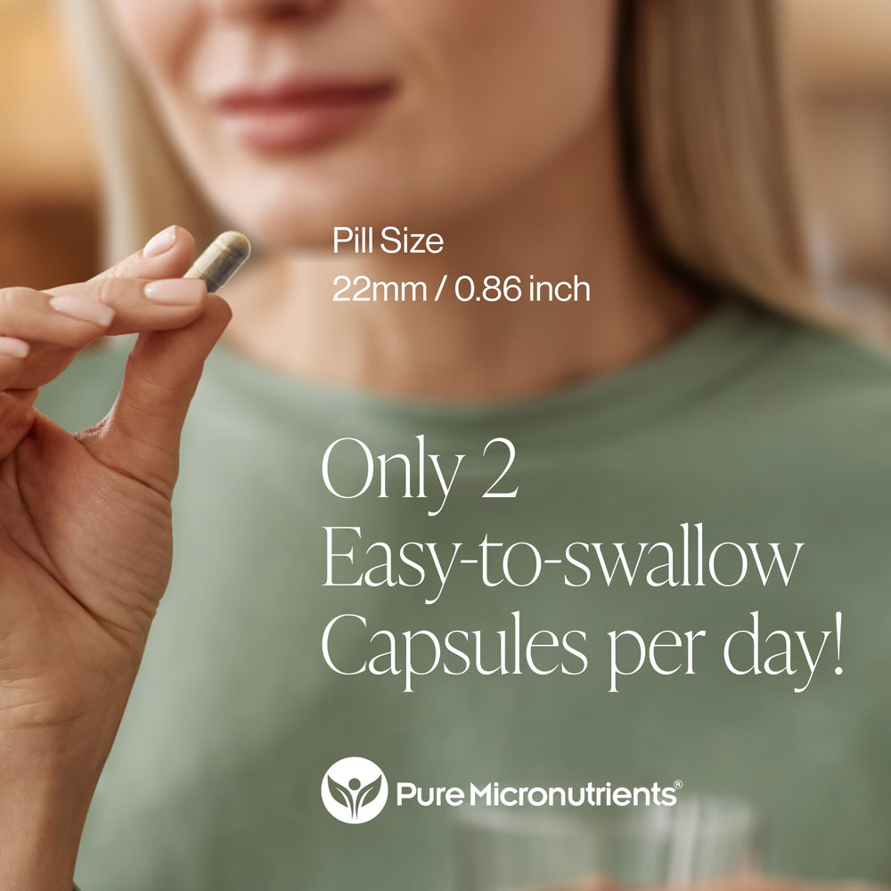 Pure Micronutrients bottle on desk suggests easy daily supplementation ritual.