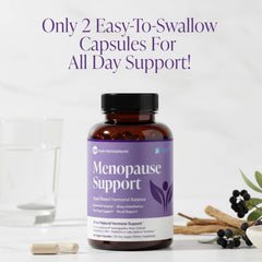 Pure Micronutrients menopause bottle with glass implies measured dosing