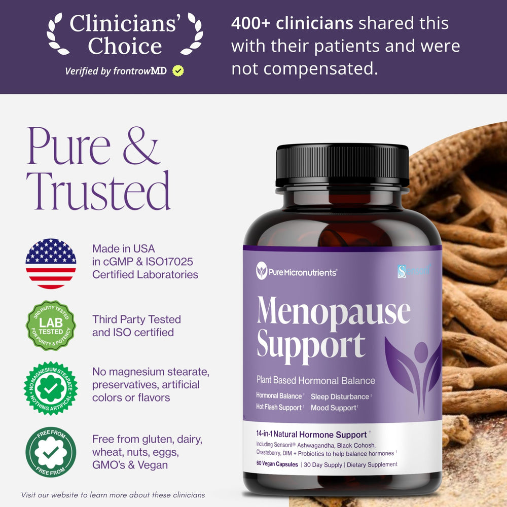 Pure Micronutrients menopause kitchen scene conveys modern wellness routine