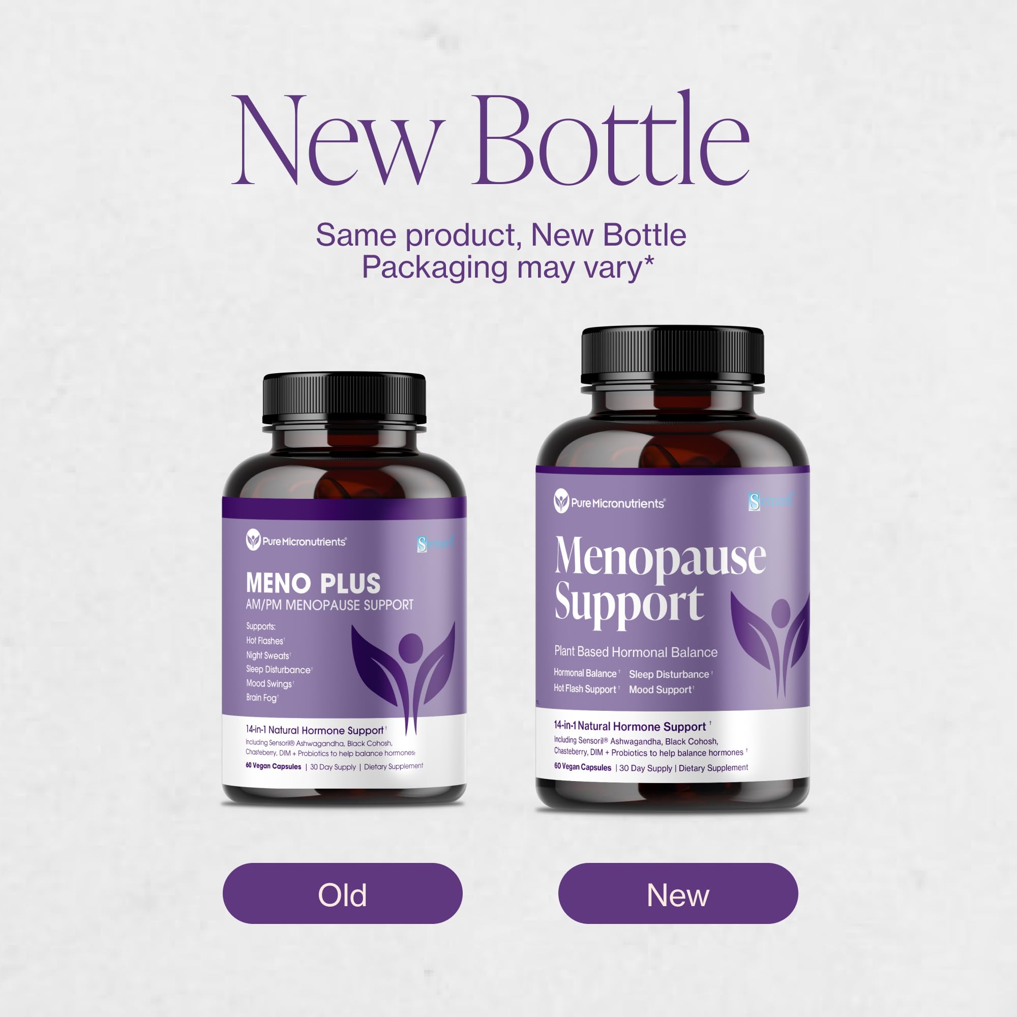 Pure Micronutrients menopause vegan label reinforces plant based non GMO promise