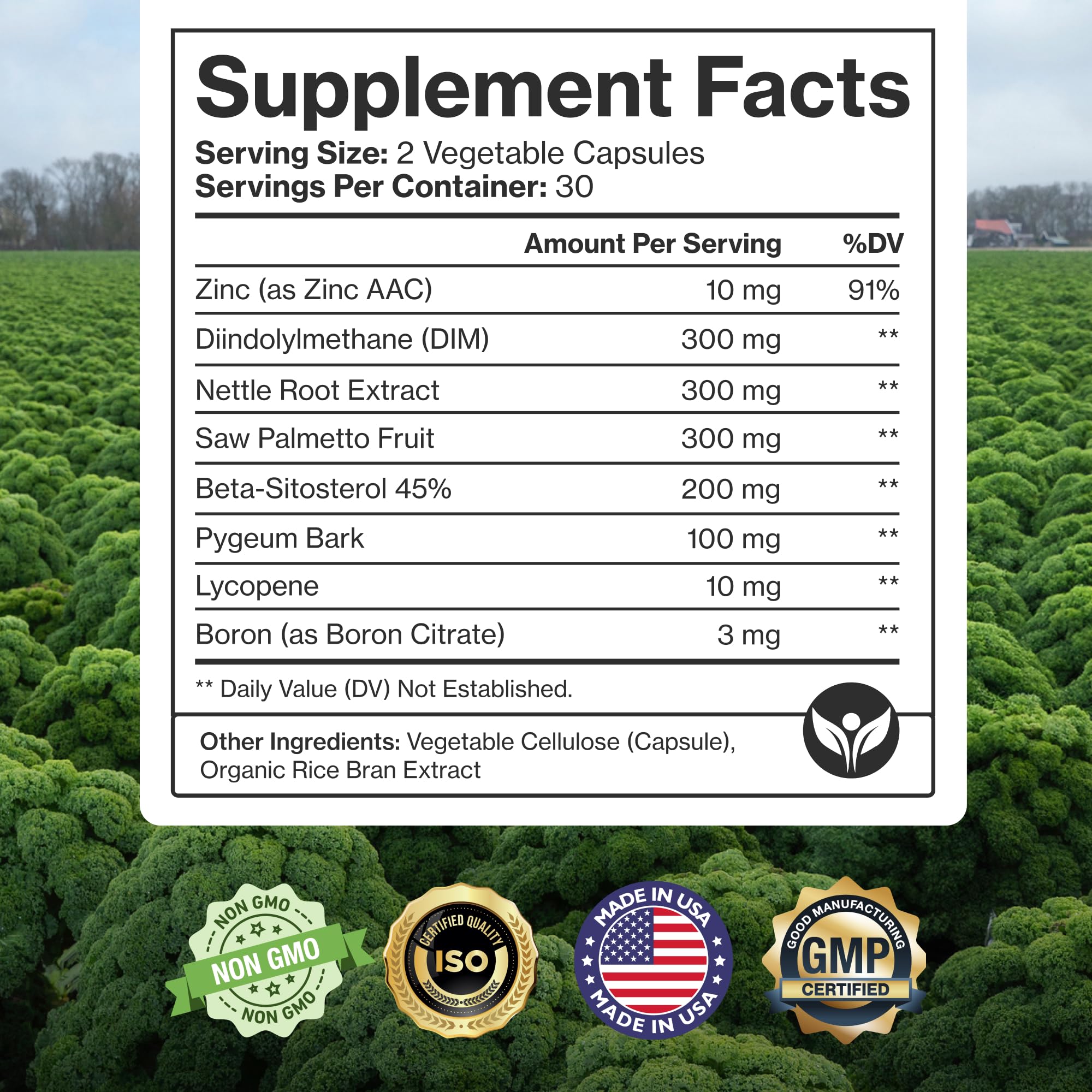 Pure Micronutrients Prostate Health label detail notes kosher and halal friendly formula
