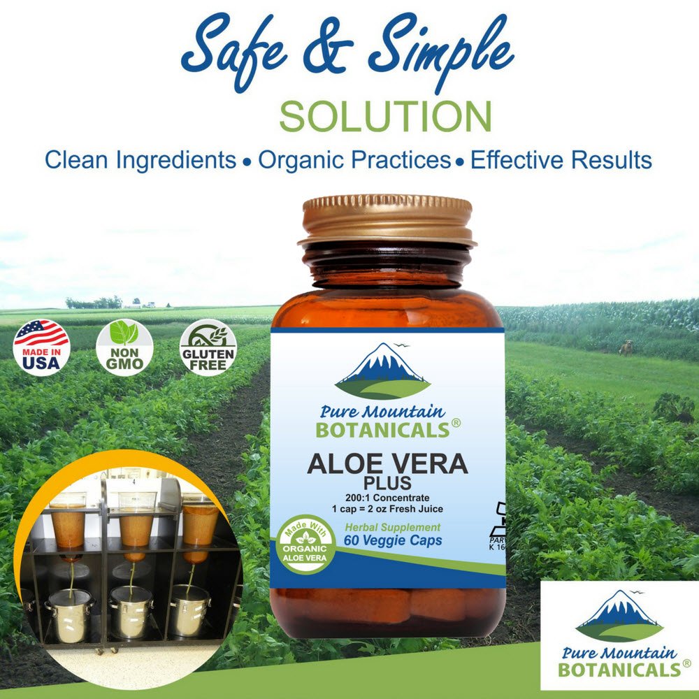 Pure Mountain Botanicals Aloe Vera Plus 200:1 extract visual showing concentrated potency and quality