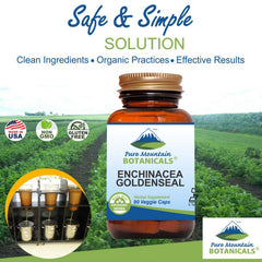 Pure Mountain Botanicals packaging displays kosher vegan certification for purity.