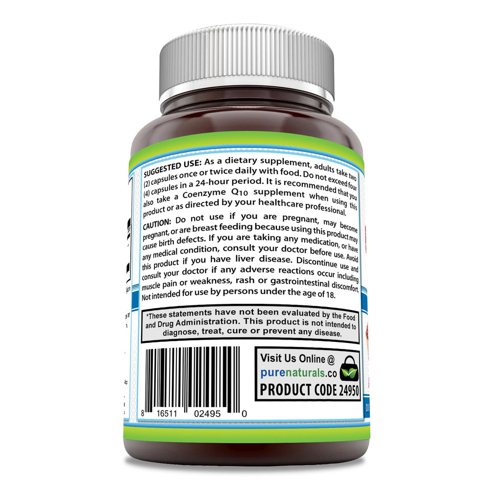 Close-up of Pure Naturals red yeast rice capsules for convenient daily intake