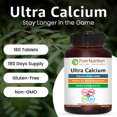 Pure Nutrition Natural Treasures moringa boost graphic emphasizing natural supplement benefits