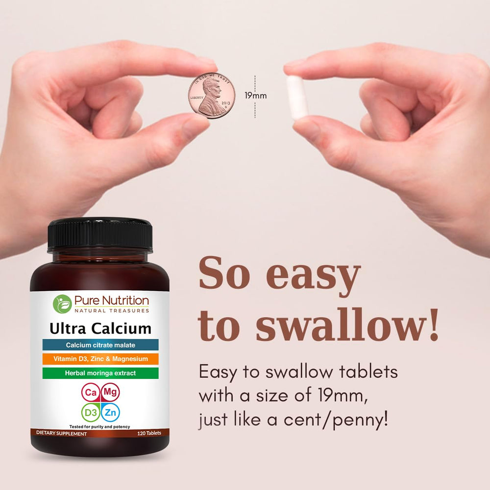 Pure Nutrition Ultra Calcium bottle with packaging visible for convenient daily intake
