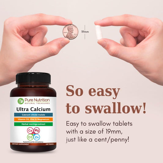 Pure Nutrition Ultra Calcium bottle with packaging visible for convenient daily intake