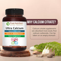 Tablets of Pure Nutrition Ultra Calcium arranged for daily mineral support