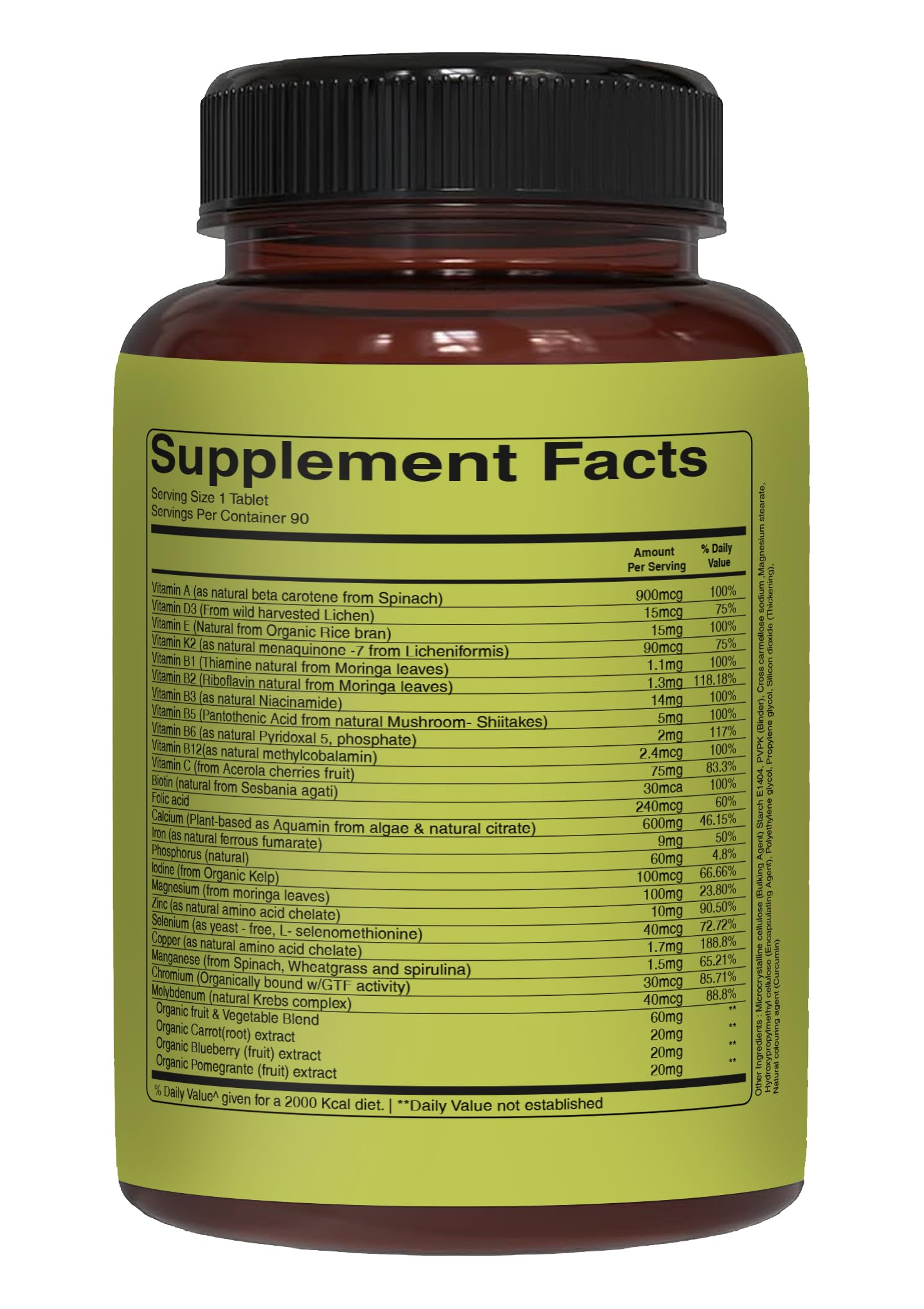 Pure Nutrition Natural Treasures vegan, all-natural formula label on bottle.