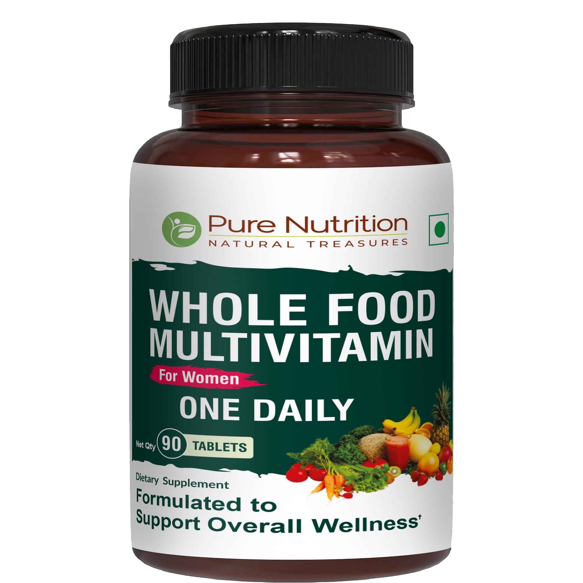 Pure Nutrition Natural Treasures women's multivitamin tablet close-up for daily plant-based nutrition.