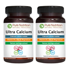 Pure Nutrition Ultra Calcium bottle front showing D3 and K2 for daily calcium support.