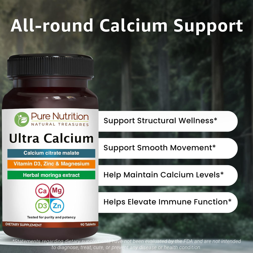 Moringa oleifera leaf included in Pure Nutrition Ultra Calcium bottle.