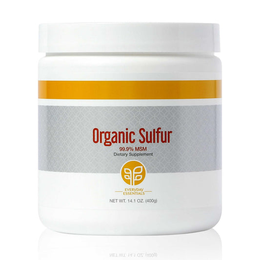PURE Organic Sulfur Powder bottle highlights premium MSM for joints and skin