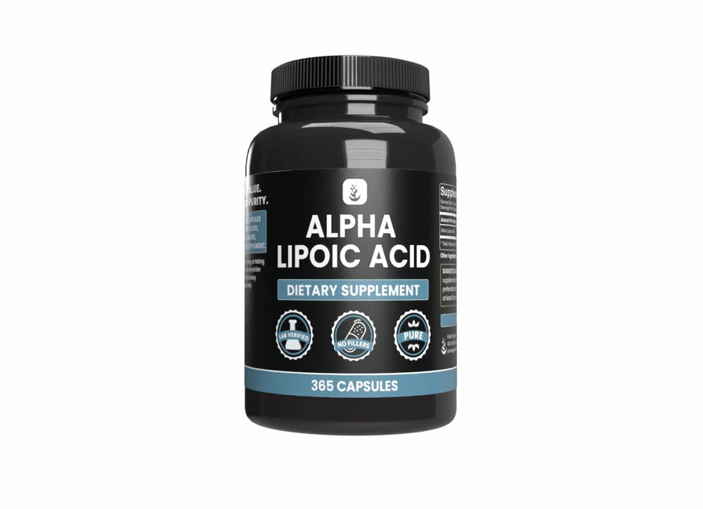 Pure Original Ingredients Alpha Lipoic Acid capsules in a bottle for daily use.