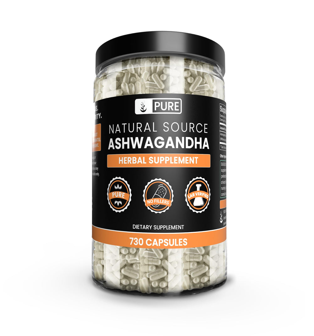 Pure Original Ingredients Ashwagandha bottle with label for easy dosing