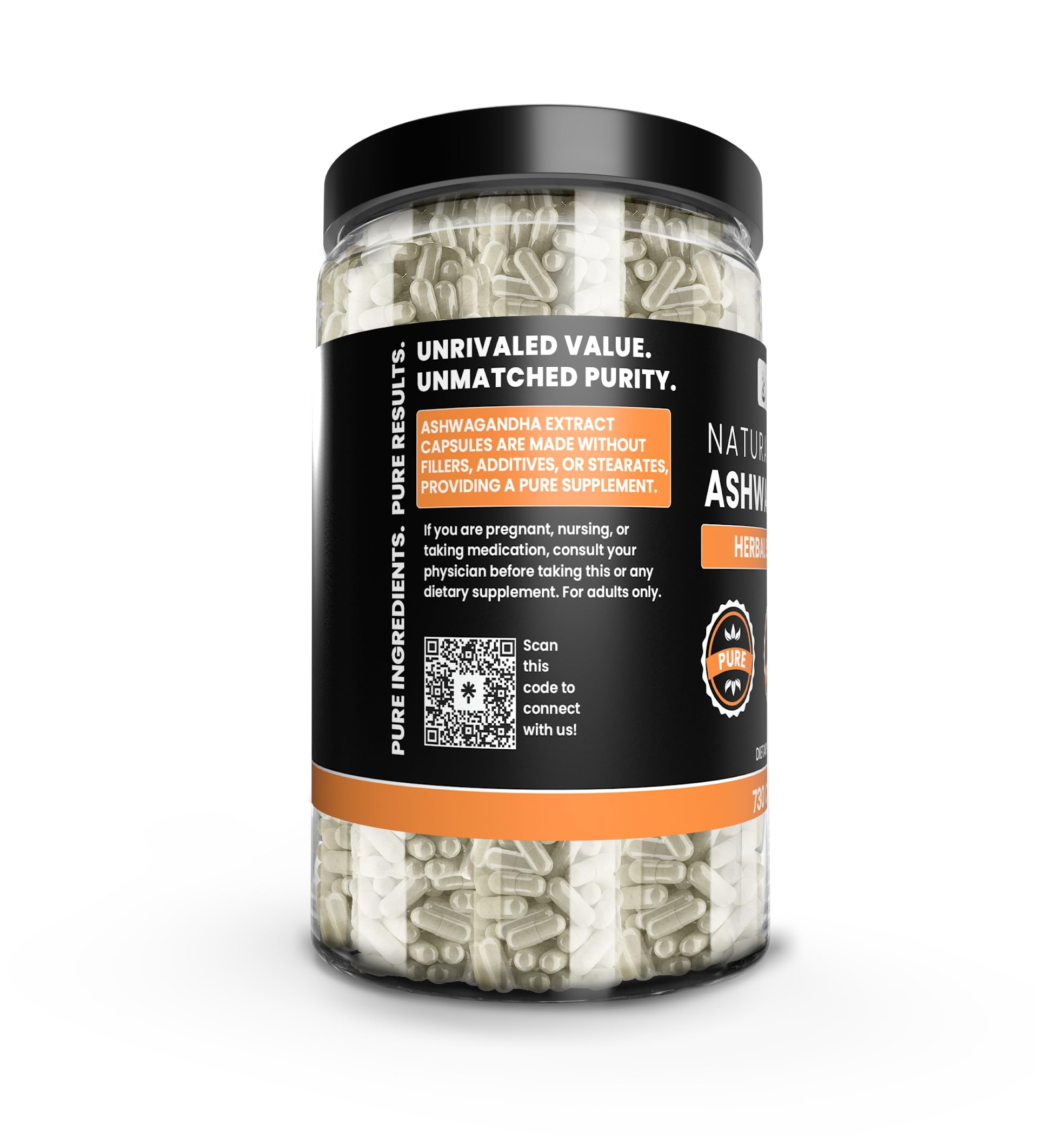 Pure Original Ingredients Ashwagandha capsules close-up highlighting pure formula