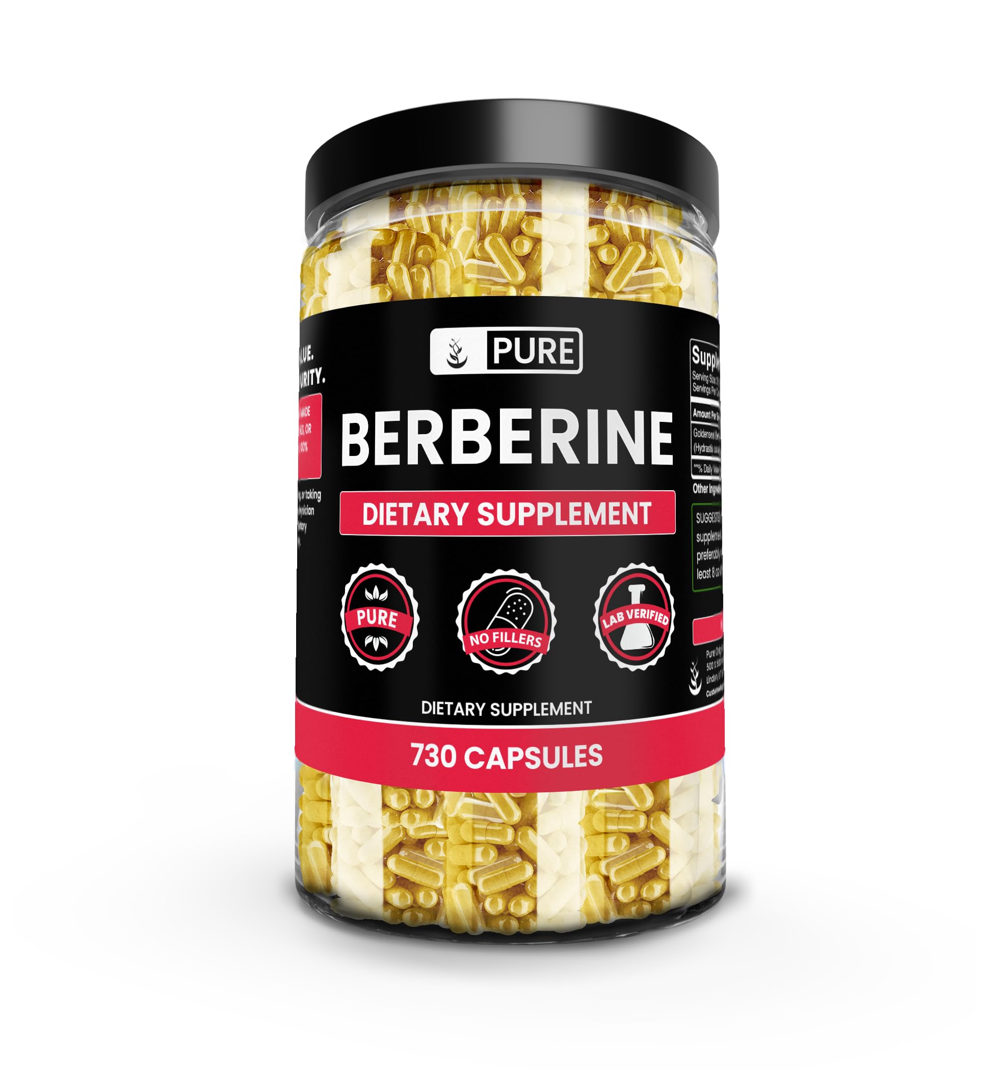 Pure Original Ingredients Berberine bottle with pure capsules for daily use.