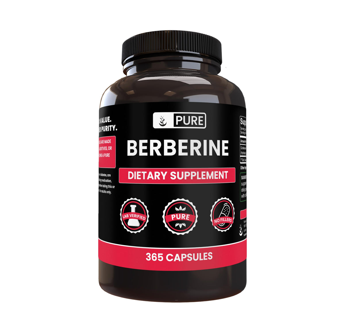 Pure Original Ingredients Berberine capsules bottle for easy daily use.