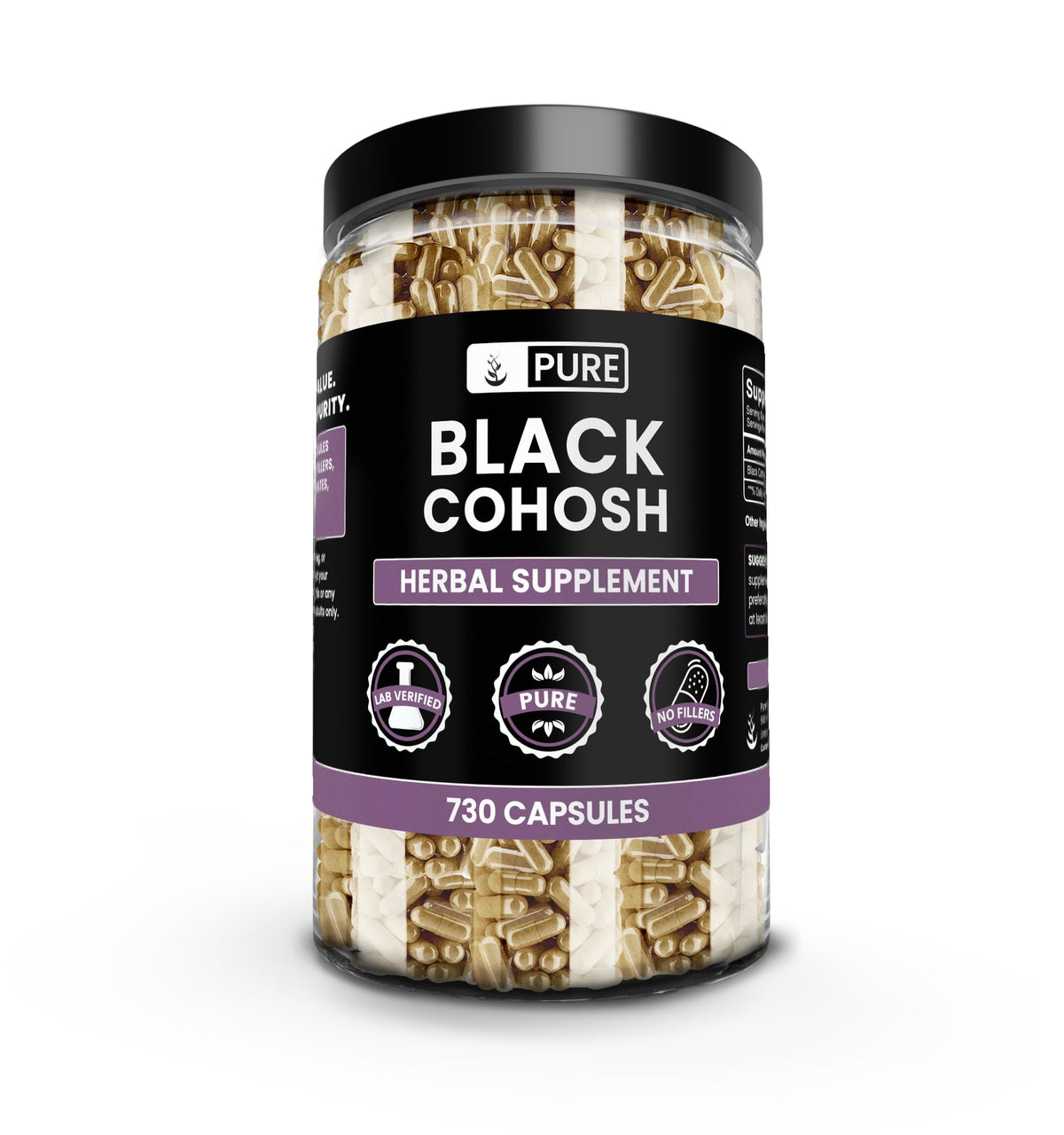 Pure Original Ingredients Black Cohosh capsules in labeled bottle for easy daily use.