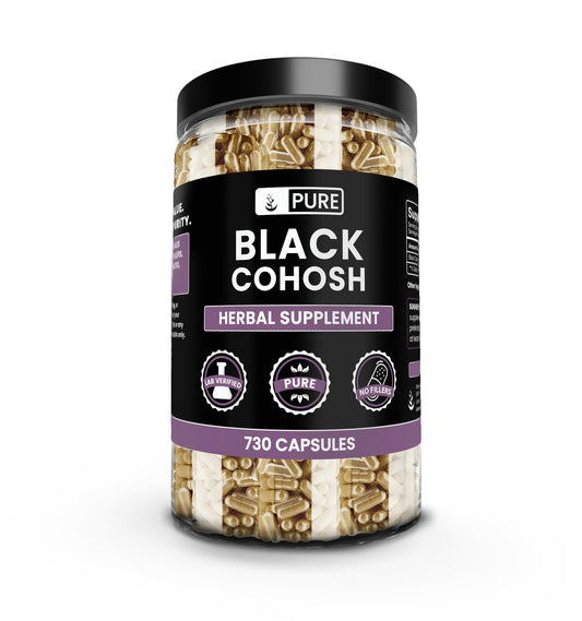 Pure Original Ingredients Black Cohosh capsules in labeled bottle for easy daily use.