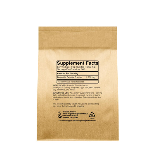 Closeup of Pure Original Boswellia Serrata powder highlighting undiluted quality