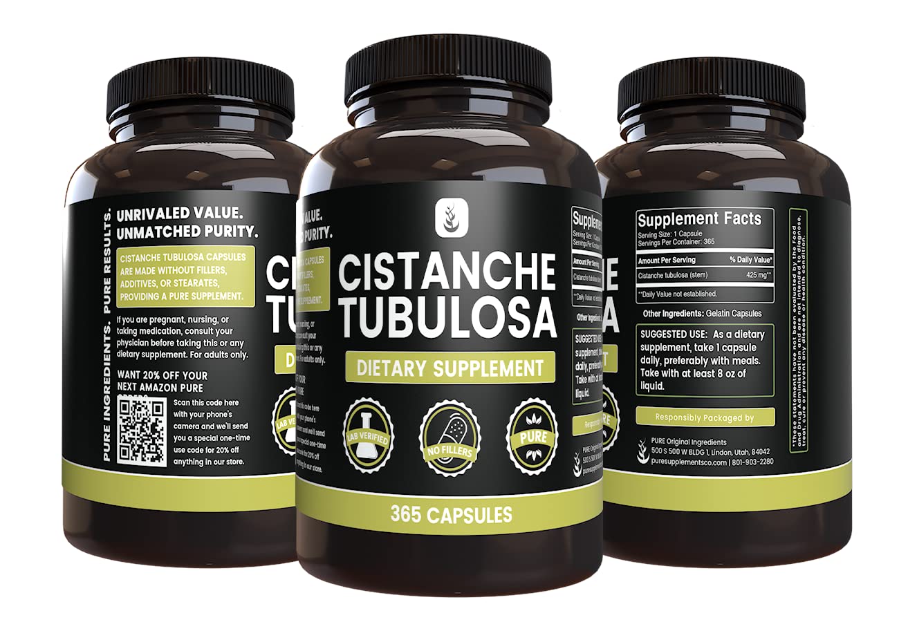 Pure Original Ingredients Cistanche Tubulosa capsules close-up reveal smooth texture