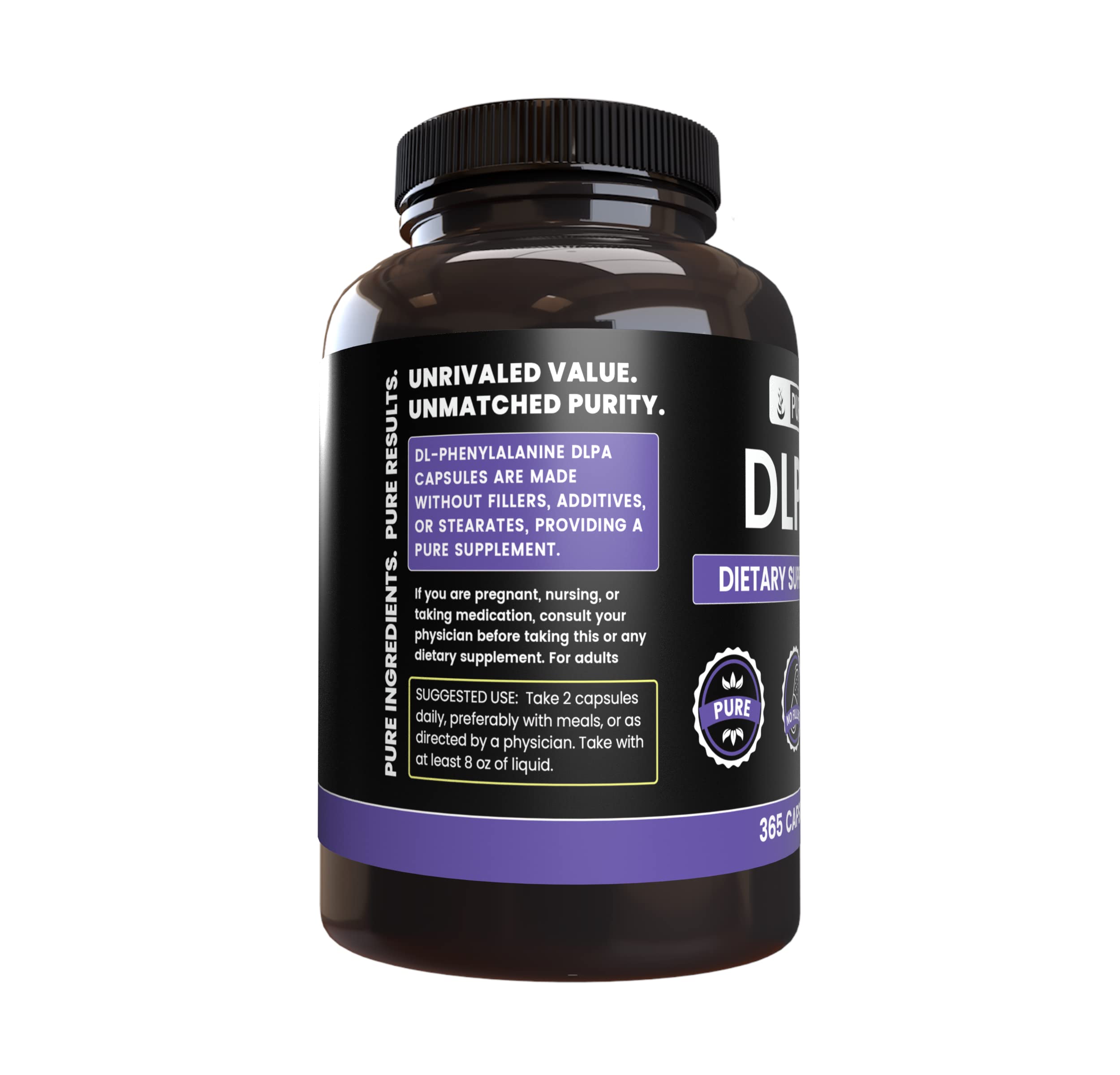 Holding Pure Original Ingredients DLPA capsules in hand for easy daily supplementation.