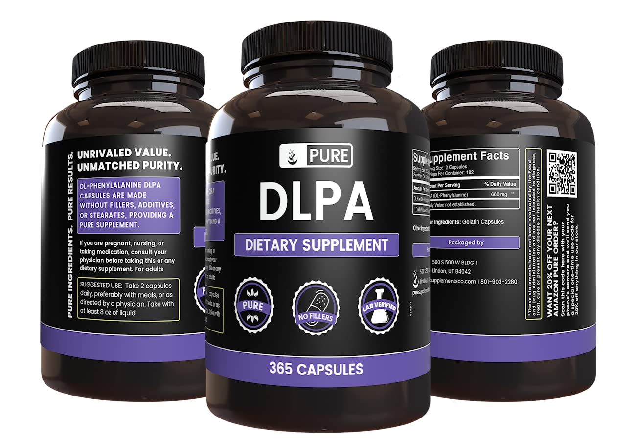 DLPA label close-up on Pure Original Ingredients bottle highlighting purity and quality.