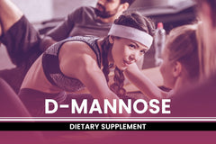 PURE ORIGINAL INGREDIENTS D-Mannose capsules inside a clear bottle conveying transparency