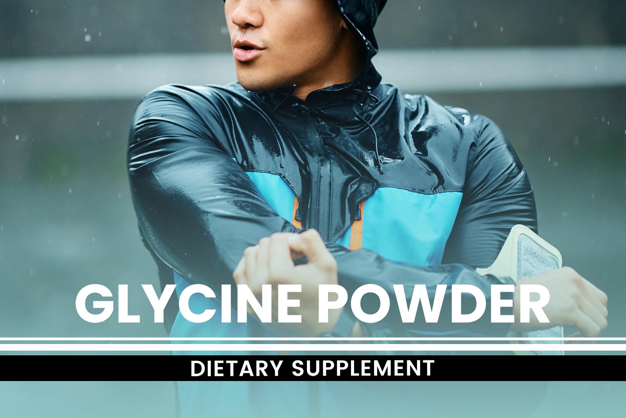 Glycine powder from PURE ORIGINAL INGREDIENTS, includes scoop for easy measuring.