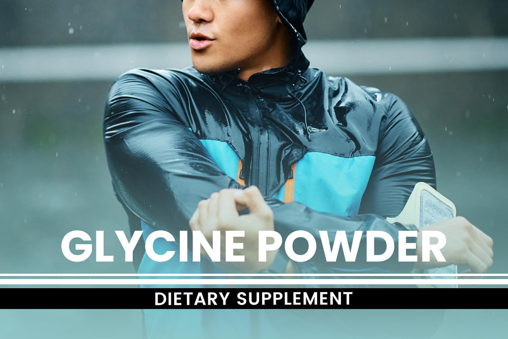 Glycine powder from PURE ORIGINAL INGREDIENTS, includes scoop for easy measuring.