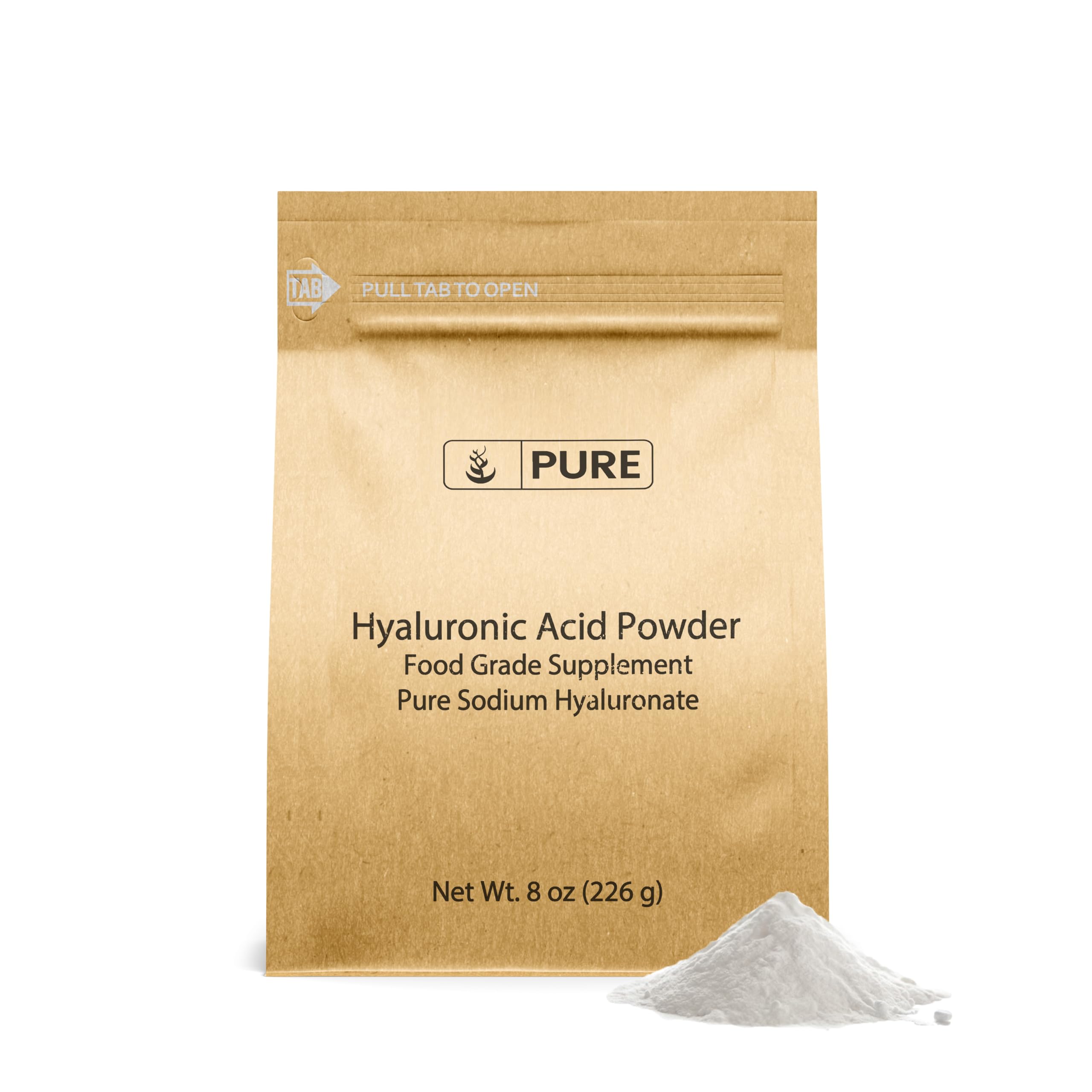 Pure Original Ingredients Hyaluronic Acid Powder packaging highlights the pure, single-ingredient formula.